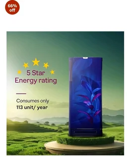 Godrej 185L 5 Star with 5 Years Comprehensive Warranty, 24 Days Farm Freshness, 22L Jumbo Vegetable Tray, Base Drawer Direct Cool Single Door Refrigerator (RD 195EN TDI MN BL, Marine Blue)
66%
off
