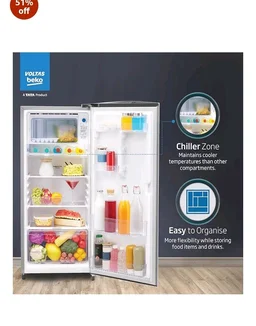 Voltas Beko, A Tata Product 183 L, 2-Star Single Door Direct Cool Refrigerator with Fresh Box Technology (RDC215C / 2S0XIR0M0000GO, Hairline Silver)