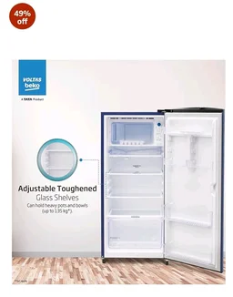 Voltas Beko, A Tata Product 183 L, 2-Star Single Door Direct Cool Refrigerator with Fresh Box Technology (RDC215C / 2S0WBR0M0000GO, Stella Blue)