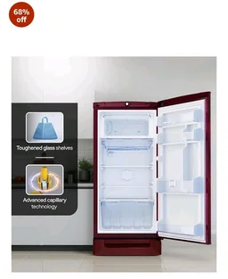 Godrej 185L 4 Star with 5 Years Comprehensive Warranty 24 Days Farm Freshness, Jumbo Vegetable Tray, Dry Storage Drawer, Inverter Technology Single Door Refrigerator (RD 195DN TDI MY WN, Mystic Wine)