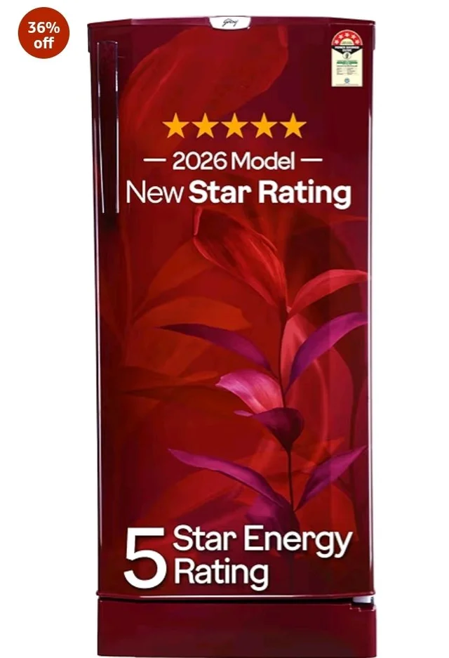 Godrej 185 L 5 Star 5 Years Comprehensive Warranty New Launch Technology| Toughened Glass Shelves| Large Shelve Space Direct Cool Single Door Refrigerator (2026 Model, RD 195EN TAI MN WN, Marine Wine)