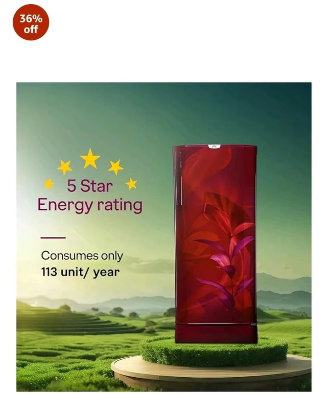 Godrej 185 L 5 Star 5 Years Comprehensive Warranty New Launch Technology| Toughened Glass Shelves| Large Shelve Space Direct Cool Single Door Refrigerator (2026 Model, RD 195EN TAI MN WN, Marine Wine)