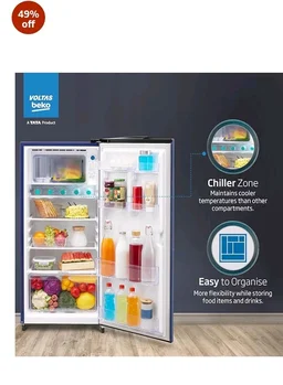 Voltas Beko, A Tata Product 183 L, 2-Star Single Door Direct Cool Refrigerator with Fresh Box Technology (RDC215C / 2S0WBR0M0000GO, Stella Blue)