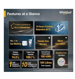 Whirlpool 184 L 2 Star Direct-Cool Single Door Refrigerator (205 WDE PRM 2S SAPPHIRE SERENA-Y, Blue, 2026 Model)