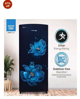 Voltas Beko, A Tata Product 183 L, 3-Star Single Door Direct Cool Refrigerator with Fresh Box Technology (RDC215B / 3S0BFR0M0000GO, Fressia Blue)
47%
off