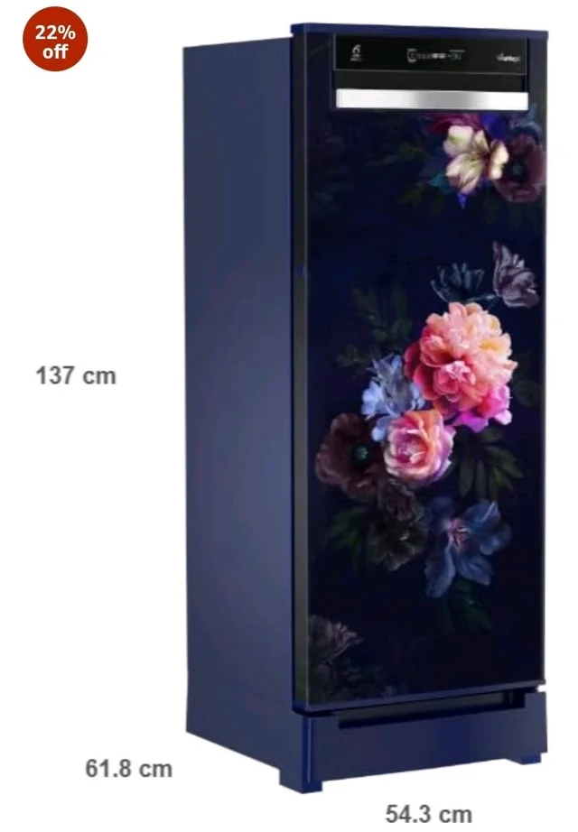 Whirlpool 207 L 4 Star Vitamagic PRO Frost Free Direct-Cool Single Door Refrigerator (230 VMPRO ROY 4S Inv BLUE BELLE EPOQUE-Y, Blue, Auto Defrost Technology, 2026 Model)