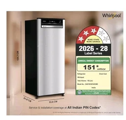 Whirlpool 192 L 3 Star Vitamagic PRO Frost Free Direct-Cool Single Door Refrigerator (215 VMPRO PRM 3S RADIANT STEEL-Y, Silver, Auto Defrost Technology, 2026 Model)