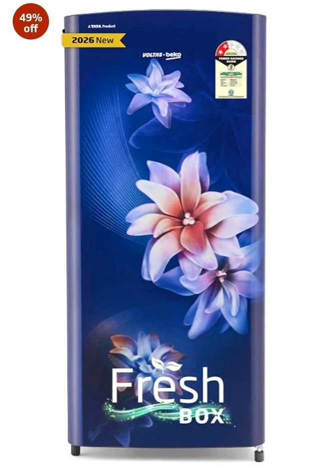 Voltas Beko, A Tata Product 183 L, 2-Star Single Door Direct Cool Refrigerator with Fresh Box Technology (RDC215C / 2S0WBR0M0000GO, Stella Blue)