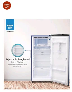 Voltas Beko, A Tata Product 183 L, 2-Star Single Door Direct Cool Refrigerator with Fresh Box Technology (RDC215C / 2S0XER0M0000GO, Hairline Blue)