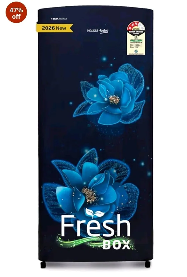 Voltas Beko, A Tata Product 183 L, 3-Star Single Door Direct Cool Refrigerator with Fresh Box Technology (RDC215B / 3S0BFR0M0000GO, Fressia Blue)
47%
off