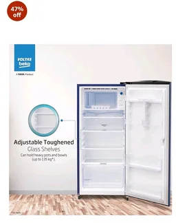Voltas Beko, A Tata Product 183 L, 3-Star Single Door Direct Cool Refrigerator with Fresh Box Technology (RDC215B / 3S0BFR0M0000GO, Fressia Blue)
47%
off