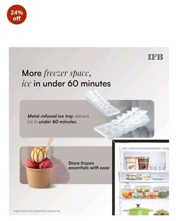 IFB 187L 5 Star Advanced Inverter Direct-Cool Single Door Refrigerator with 30 Hrs Cooling Retention, Big Vegetable Box, 4 Year Super Warranty & Base Stand (2026, IFBDC-213EYBNED, Divine Bliss Blue)