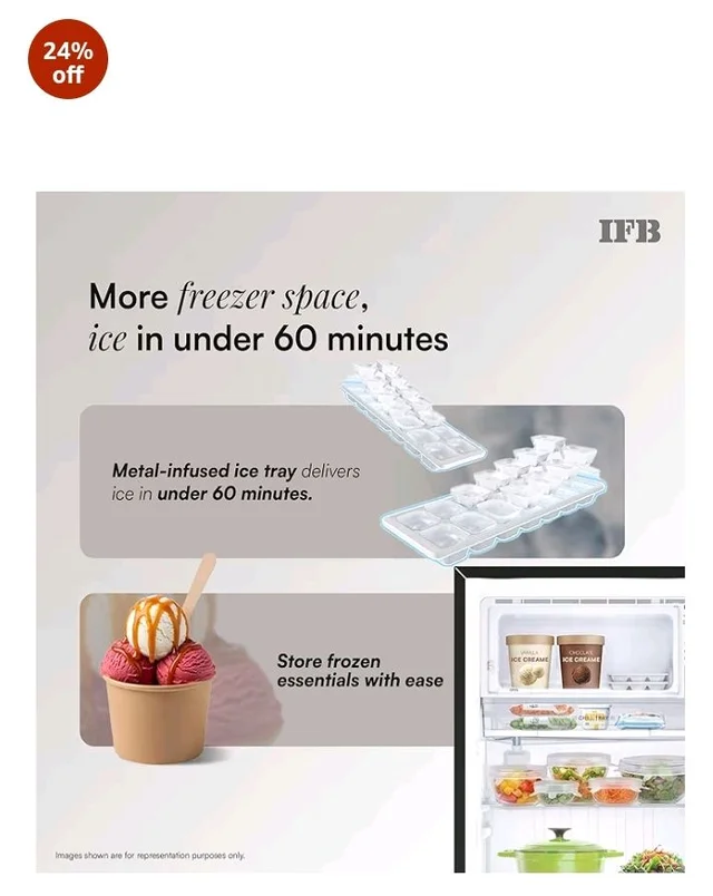 IFB 187L 5 Star Advanced Inverter Direct-Cool Single Door Refrigerator with 30 Hrs Cooling Retention, Big Vegetable Box, 4 Year Super Warranty & Base Stand (2026, IFBDC-213EYBNED, Divine Bliss Blue)