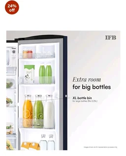 IFB 187L 5 Star Advanced Inverter Direct-Cool Single Door Refrigerator with 30 Hrs Cooling Retention, Big Vegetable Box, 4 Year Super Warranty & Base Stand (2026, IFBDC-213EYBNED, Divine Bliss Blue)