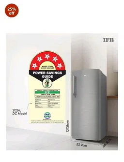 IFB 197L 5 Star Advanced Inverter Direct-Cool Single Door Refrigerator with 30 Hrs Cooling Retention, XL Bottle Bin, Big Vegetable Box & 4 Year Super Warranty (2026, IFBDC-223EYBSE, Brush Grey)