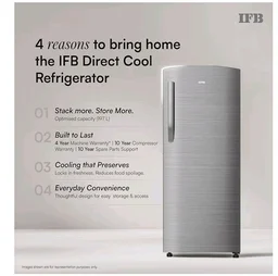IFB 197L 5 Star Advanced Inverter Direct-Cool Single Door Refrigerator with 30 Hrs Cooling Retention, XL Bottle Bin, Big Vegetable Box & 4 Year Super Warranty (2026, IFBDC-223EYBSE, Brush Grey)