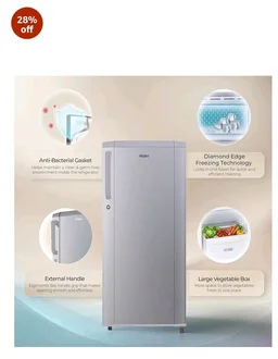 Haier 165 L 1 Star Direct Cool Single Door Refrigerator with Diamond Edge Freezing Technology, Easy Clean Back, Large Vegetable Box (HED-171MSA-P, Moon Silver, 2026 Model)