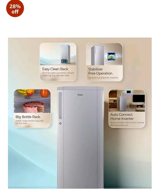 Haier 165 L 1 Star Direct Cool Single Door Refrigerator with Diamond Edge Freezing Technology, Easy Clean Back, Large Vegetable Box (HED-171MSA-P, Moon Silver, 2026 Model)