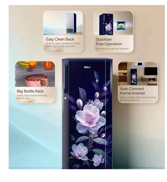 Haier 165 L 1 Star Direct Cool Single Door Refrigerator with Diamond Edge Freezing Technology, Easy Clean Back, Large Vegetable Box (HED-171MEA-P, Marine Elegance, 2026 Model)