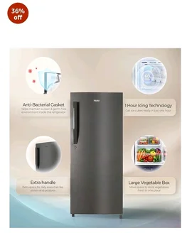 Haier 190 L 5 Star Direct Cool Inverter Single Door Refrigerator with Fast Ice Making, Easy Clean Back, Large Vegetable Box (HED-205DSA-P, Dazzle Steel, 2026 Model)