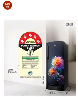 IFB 187L 5 Star Advanced Inverter Direct-Cool Single Door Refrigerator with 30 Hrs Cooling Retention, Big Vegetable Box, 4 Year Super Warranty & Base Stand (2026, IFBDC-213EYBNED, Divine Bliss Blue)