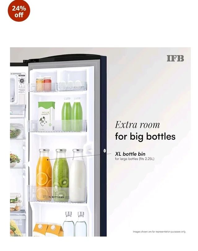 IFB 187L 5 Star Advanced Inverter Direct-Cool Single Door Refrigerator with 30 Hrs Cooling Retention, Big Vegetable Box, 4 Year Super Warranty & Base Stand (2026, IFBDC-213EYBNED, Divine Bliss Blue)