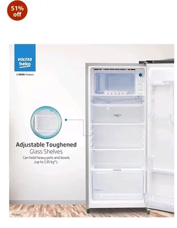 Voltas Beko, A Tata Product 183 L, 2-Star Single Door Direct Cool Refrigerator with Fresh Box Technology (RDC215C / 2S0XIR0M0000GO, Hairline Silver)