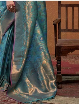 SWORNOF Womens Kanjivaram Silk Saree with Zari Woven Saree With Blouse Piece