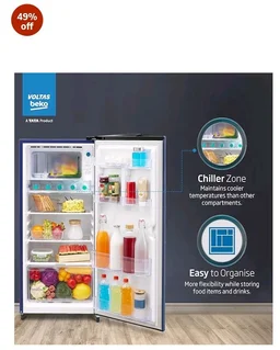 Voltas Beko, A Tata Product 183 L, 2-Star Single Door Direct Cool Refrigerator with Fresh Box Technology (RDC215C / 2S0WBR0M0000GO, Stella Blue)