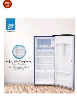 Voltas Beko, A Tata Product 183 L, 2-Star Single Door Direct Cool Refrigerator with Fresh Box Technology (RDC215C / 2S0WBR0M0000GO, Stella Blue)
