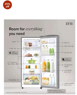 IFB 197L 5 Star Advanced Inverter Direct-Cool Single Door Refrigerator with 30 Hrs Cooling Retention, XL Bottle Bin, Big Vegetable Box & 4 Year Super Warranty (2026, IFBDC-223EYBSE, Brush Grey)