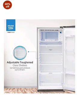 Voltas Beko, A Tata Product 183 L, 3-Star Single Door Direct Cool Refrigerator with Fresh Box Technology (RDC215B / 3S0XIR0M0000GO, Hairline Silver)
48%
off