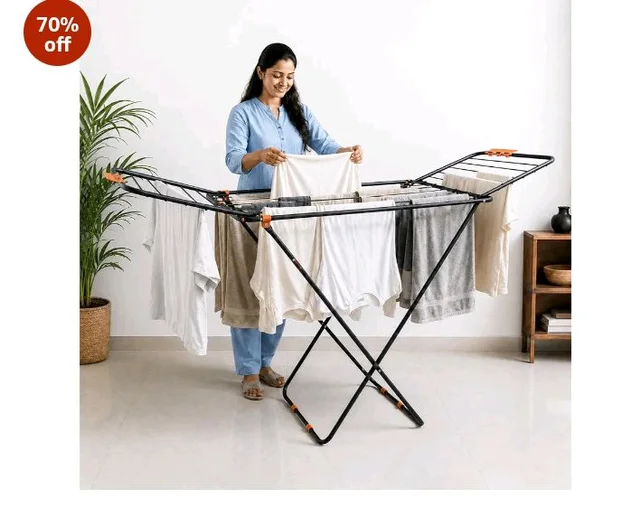 BonKaso Foldable Cloth Drying Stand for Drying Clothes, 3-Way Folding with 20 Drying Rails, Lightweight Alloy Steel, Flat Folding Design | Indoor & Outdoor Clothes Dryer Orange
5K+ bought in past month
70%
off