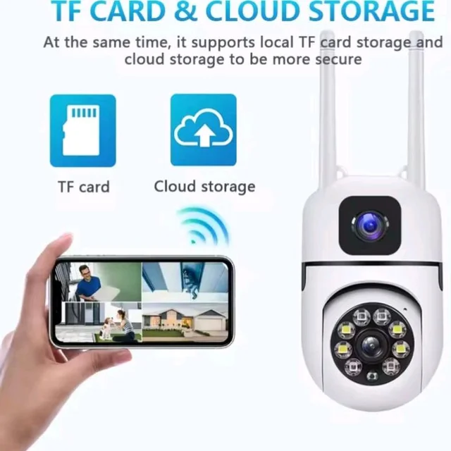 Eyetech 4+4MP Smart WiFi PTZ CCTV Camera for Home Outdoor | 360° View | Color Night Vision | Two Way Audio | Wireless Security Camera with Mobile App V380 Pro (Dual Lens Mini Dome2)