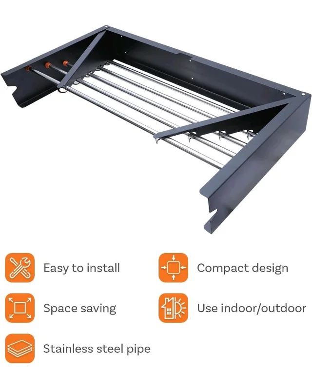 BonKaso Prime Foldable Wall Mounted Clothes Drying Rack| Heavy Duty Stainless Steel pipe - 5 Pipes| Retractable Collapsible Dryer Stand for Balcony, Indoor & Outdoor(11H x73.5Wx37D) Space Saver– Black
50+ bought in past month