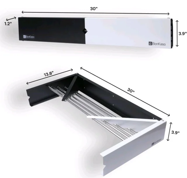 BonKaso Stainless Steel Space Saver Folding Cloth Dryer Stand Wall Mounted Retractable Clothes Drying Rope Hanger, Foldable Cloth line Use Indoor and Outdoor for Home Black & White