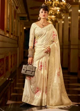 SWORNOF Women's Banarasi silk Saree With Unstitched Blouse Piece