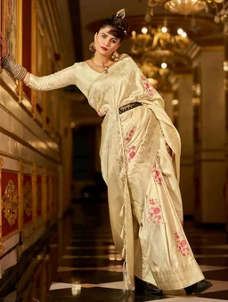 SWORNOF Women's Banarasi silk Saree With Unstitched Blouse Piece