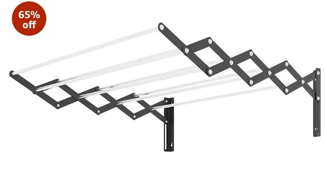 BonKaso 8 Rod Multi Foldable Clothes Drying Stand | Heavy Duty, Rust-Free, Stainless Steel, Wall Mounted Expandable (3.5 Feet) Hanger for Balcony, Bathroom | (106D x 15.5W x 18.8H)