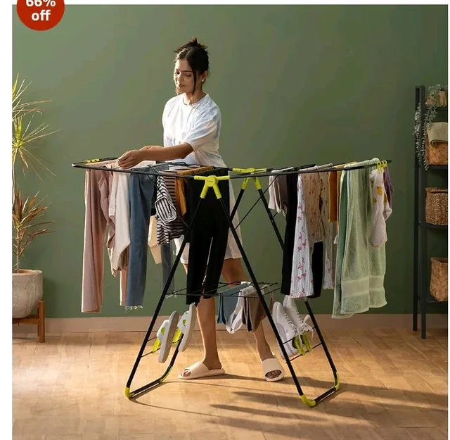 BonKaso Premium Steel Foldable Cloth Dryer Stand | Heavy Duty Clothes Drying Rack with Arm Lock & Soc