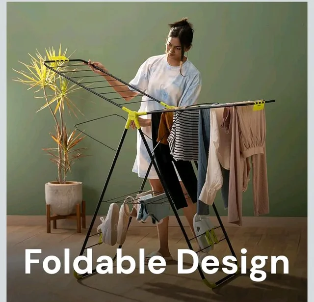 BonKaso Premium Steel Foldable Cloth Dryer Stand | Heavy Duty Clothes Drying Rack with Arm Lock & Soc