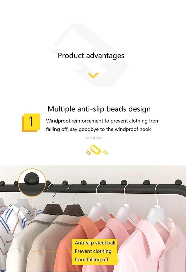 Heavy Duty Clothes Drying Stand for Clothes – Double Rod Cloth Drying Stand Metal with Wheels & Side Hooks | Foldable Clothes Rack Kapde Stand for Balcony,Bedroom,Home