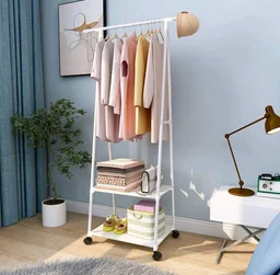 Lukzer A-Shape Metal Garment Rack with 2 Bottom Shelves, Portable Closet Organizer for Bedroom, Clothes Hanging Stand for Living Room, White - 160x55x42cm, MGR-010