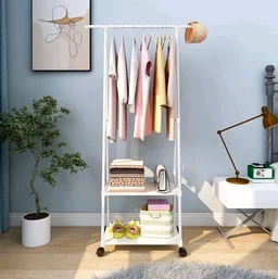 Lukzer A-Shape Metal Garment Rack with 2 Bottom Shelves, Portable Closet Organizer for Bedroom, Clothes Hanging Stand for Living Room, White - 160x55x42cm, MGR-010