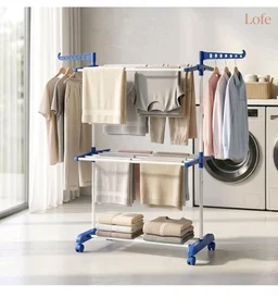 LOFE Steel Floor Cloth Dryer Stand, 2 Tier Foldable, 14 Rods
Cloth Stand For Drying Clothes Foldable | 14 Hanging Rods | Anti-Rust Metal | Indoor & Outdoor | Portable & Space Saving