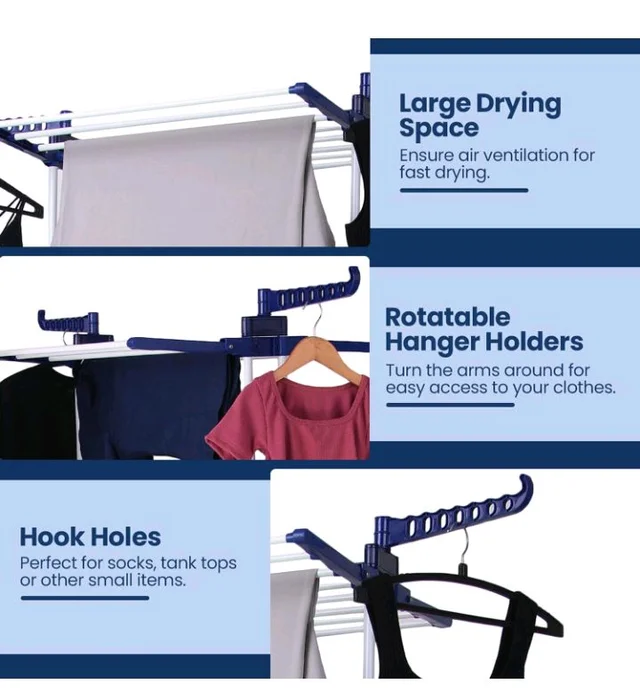 LOFE Steel Floor Cloth Dryer Stand, 2 Tier Foldable, 14 Rods
Cloth Stand For Drying Clothes Foldable | 14 Hanging Rods | Anti-Rust Metal | Indoor & Outdoor | Portable & Space Saving