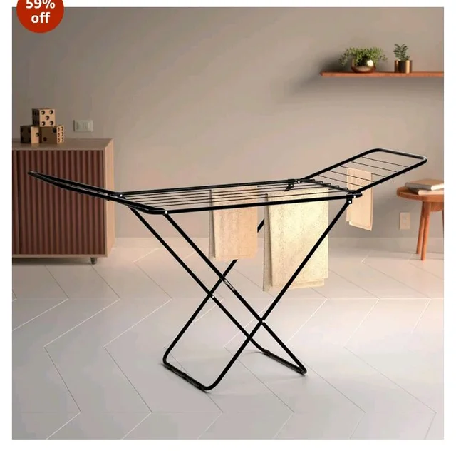 amazon basics Premium Cloth Drying Stand - 3 Way Folding, 42 Feet Drying Length, 20 Drying Rails, Lightweight (Black)