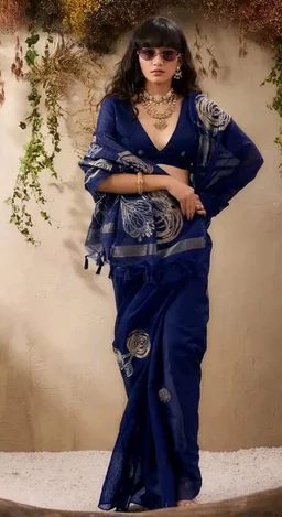 Brand: SWORNOF
4.2 out of 5 stars 7
SWORNOF Women's Munga Handloom Cotton Saree with Unstitched Blouse Piece