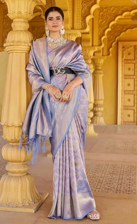 SWORNOF Women's kanjivaram banarasi silk saree for Patola festival Wedding silk with rich pallu Design sarees for women with blouse piece