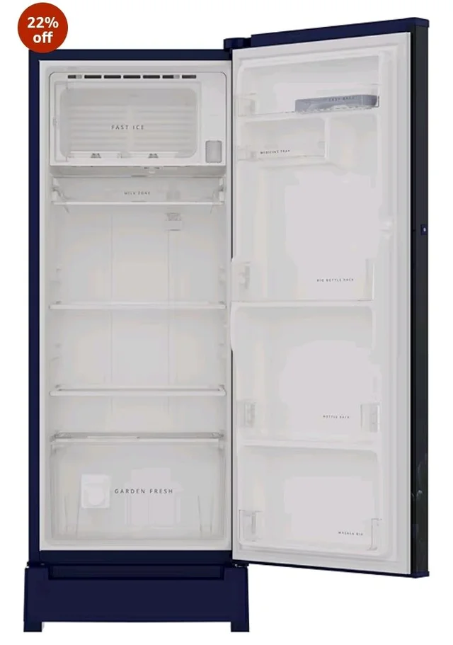 Whirlpool 207 L 4 Star Vitamagic PRO Frost Free Direct-Cool Single Door Refrigerator (230 VMPRO ROY 4S Inv BLUE BELLE EPOQUE-Y, Blue, Auto Defrost Technology, 2026 Model)